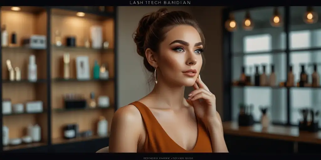 Luxury beauty salon featuring a lash technician applying eyelash extensions on a client, highlighting the lash tech earnings potential in the lash tech industry.